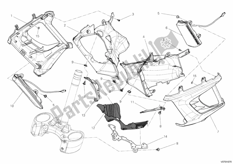 Alle onderdelen voor de Bekleding, Radiator van de Ducati Diavel USA 1200 2012